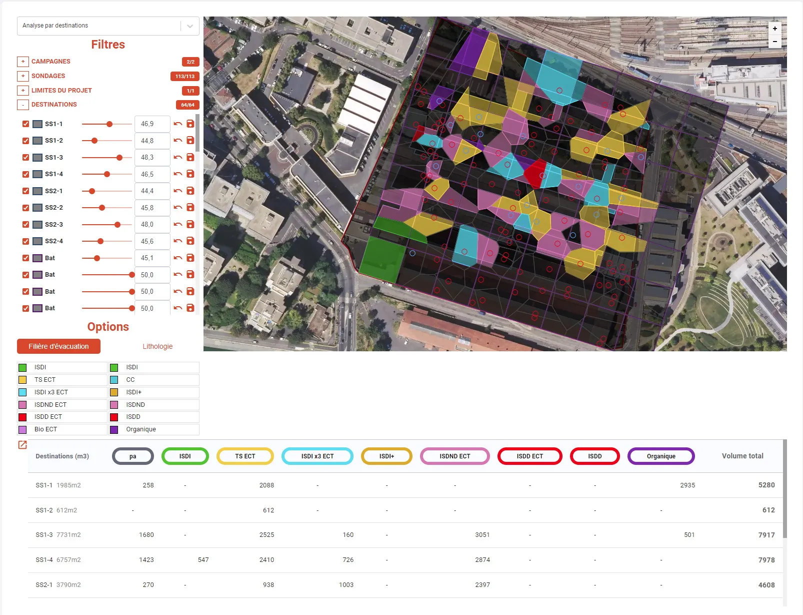 visualisation Voronoi des parcelles polluées